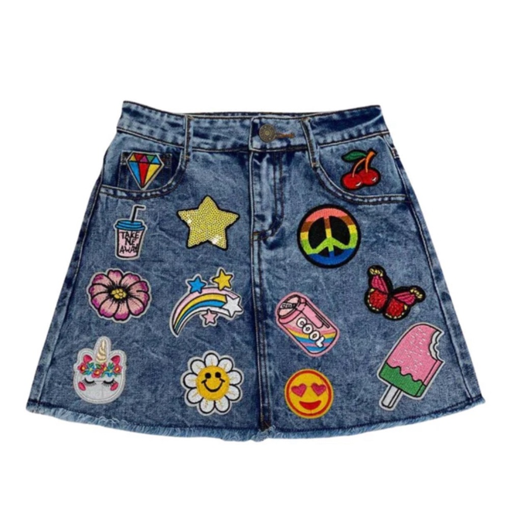Lola And The Boys - All About The Patch Denim Skirt Size 8